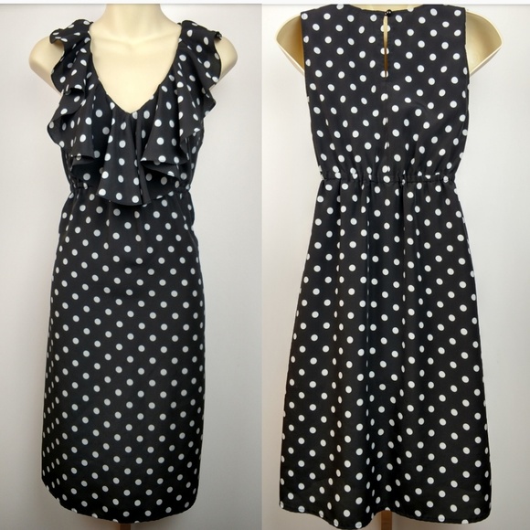 LOFT Dresses & Skirts - LOFT Ruffle V-Neck Polka Dot A-Line Dress